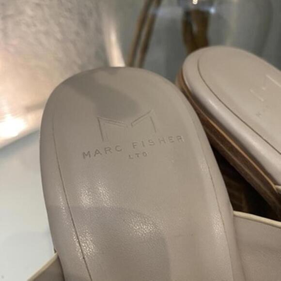 Marc Fisher Barli Heeled Sandal Mule Tan Like New 9 Womens - Picture 4 of 7